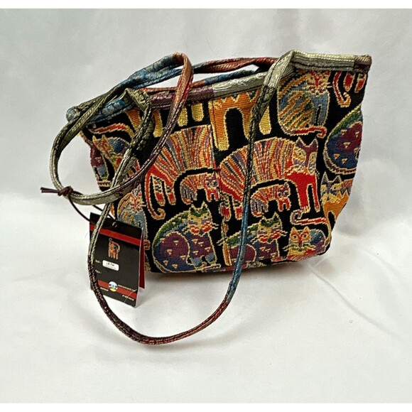 Laurel Burch Handbags - Vintage Laurel Burch Tapestry Elephant Animal Print Zip Shoulder Bag